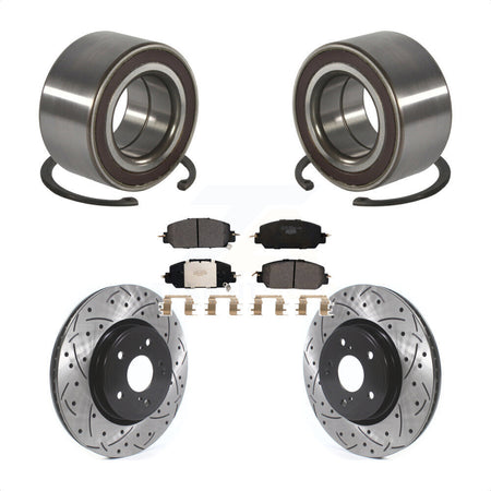 Front Wheel Bearing Coated Drilled Slotted Disc Brake Rotors And Pads Kit For Honda CR-V KBB-128270