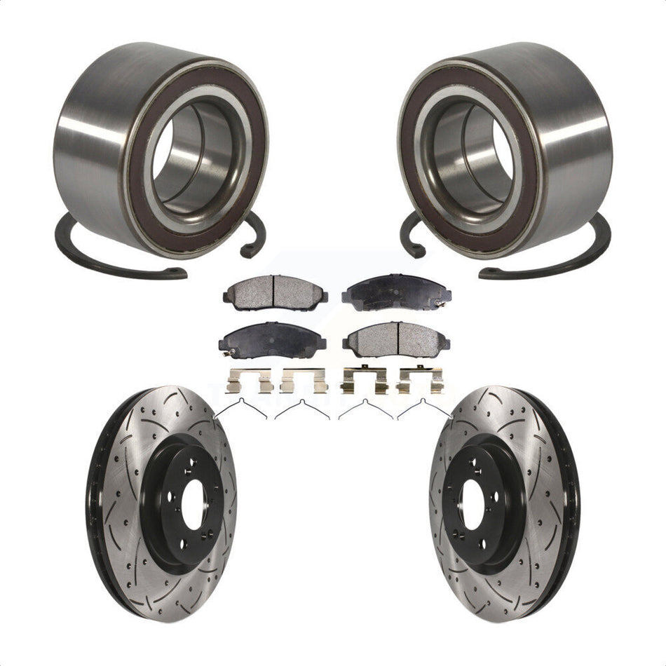Front Wheel Bearing Coat Drill Slot Brake Rotor Pad Kit For Acura RLX Sport Hybrid SH-AWD KBB-128272