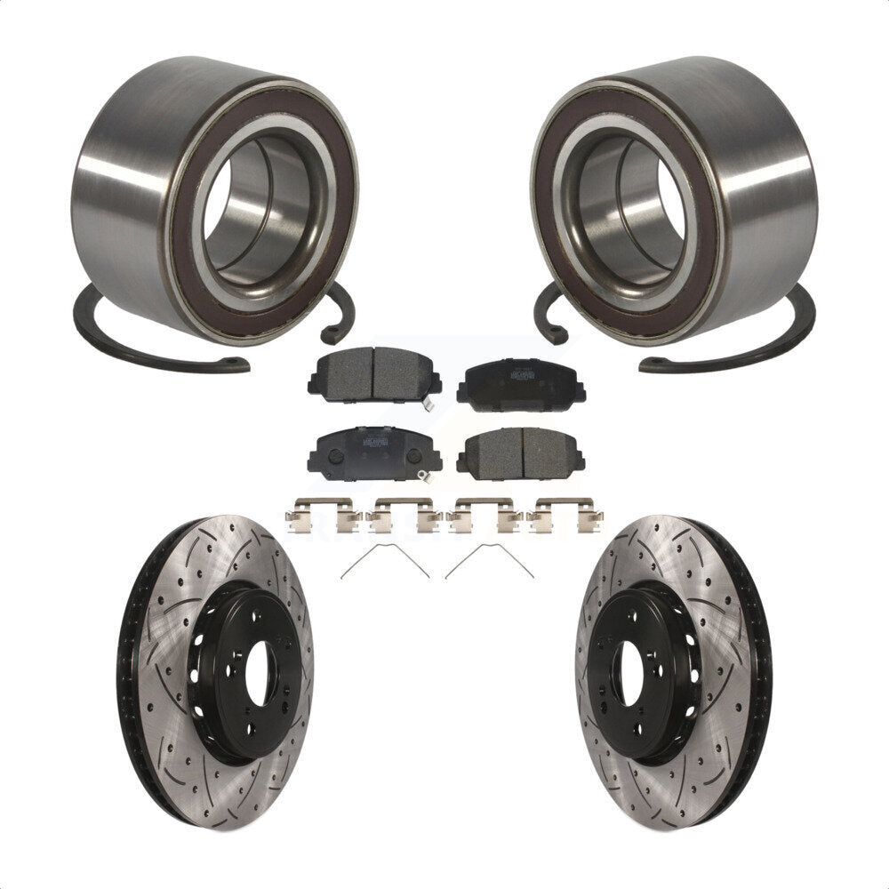Front Wheel Bearing Coated Drilled Slotted Brake Rotor & Pads Kit For 2013-2018 Acura RDX KBB-128274