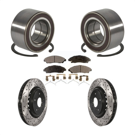 Front Wheel Bearing Coated Drilled Slotted Brake Rotor & Pads Kit For 2014-2016 Acura MDX KBB-128275
