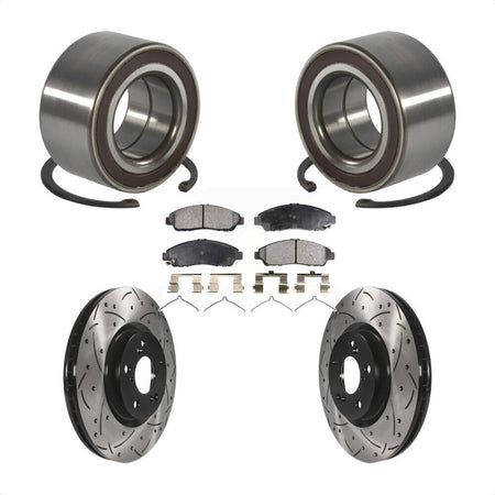 Front Wheel Bearing Coat Drill Slot Brake Rotor Pad Kit For Acura RLX Sport Hybrid SH-AWD KBB-128279