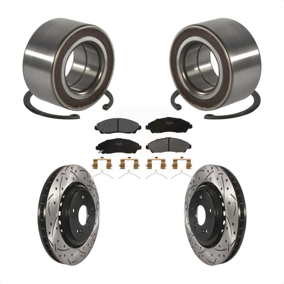 Front Wheel Bearing Coated Drilled Slotted Brake Rotor & Pads Kit For 2014-2016 Acura MDX KBB-128281