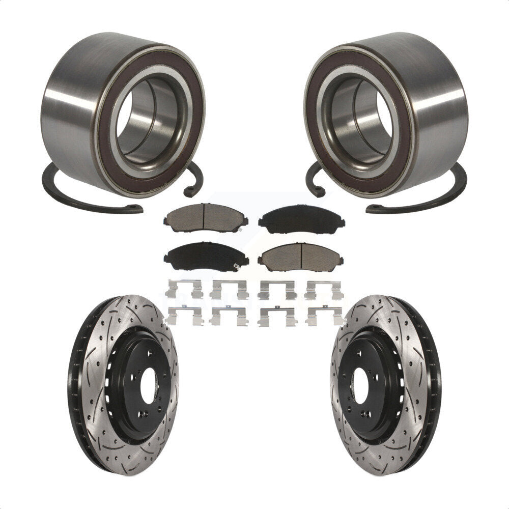 Front Wheel Bearing Coated Drilled Slotted Brake Rotor & Pads Kit For 2014-2016 Acura MDX KBB-128289