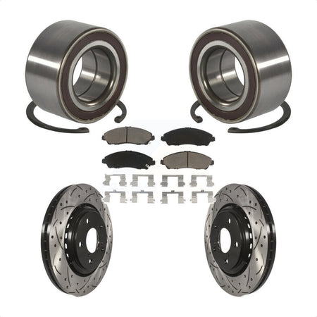 Front Wheel Bearing Coated Drilled Slotted Brake Rotor Pads Kit For Honda Pilot Acura MDX KBB-128290