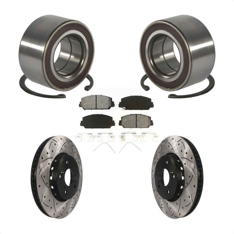 Front Wheel Bearing Coated Drilled Slotted Brake Rotor & Pads Kit For 2013-2018 Acura RDX KBB-128292