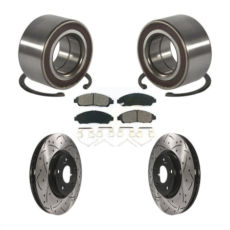 Front Wheel Bearing Coat Drill Slot Brake Rotor Pad Kit For Acura RLX Sport Hybrid SH-AWD KBB-128293