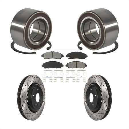 Front Wheel Bearing Coated Drilled Slotted Brake Rotor & Pads Kit For 2014-2016 Acura MDX KBB-128294