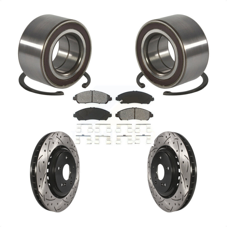 Front Wheel Bearing Coated Drilled Slotted Brake Rotor & Pads Kit For 2014-2016 Acura MDX KBB-128294