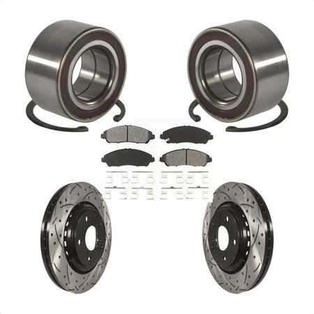 Front Wheel Bearing Coated Drilled Slotted Brake Rotor Pads Kit For Honda Pilot Acura MDX KBB-128295
