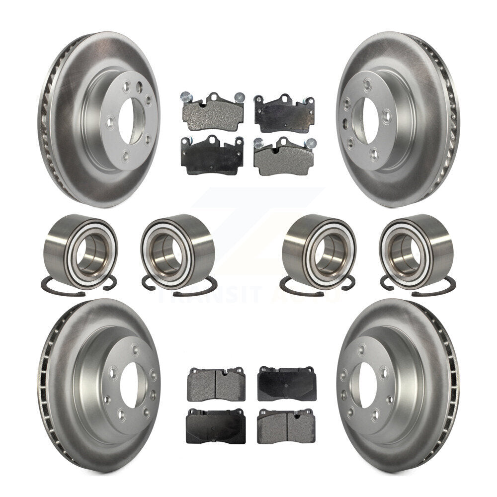 Front Rear Bearings Coated Disc Brake Rotors And Pads Kit (10Pc) For Volkswagen Touareg KBB-128307