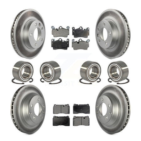 Front Rear Bearings Coated Disc Brake Rotors And Pads Kit (10Pc) For Volkswagen Touareg KBB-128307
