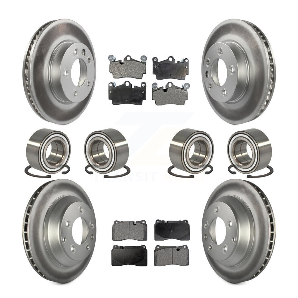 Front Rear Bearings Coated Disc Brake Rotors And Pads Kit (10Pc) For Volkswagen Touareg KBB-128310