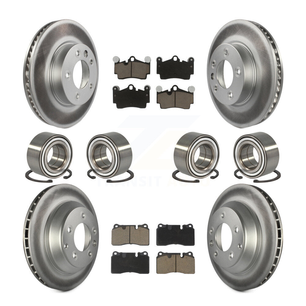 Front Rear Bearings Coated Disc Brake Rotors And Pads Kit (10Pc) For Volkswagen Touareg KBB-128311