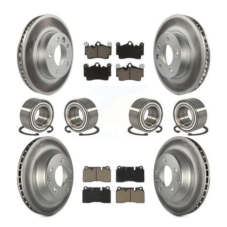 Front Rear Bearings Coated Disc Brake Rotors And Pads Kit (10Pc) For Volkswagen Touareg KBB-128311