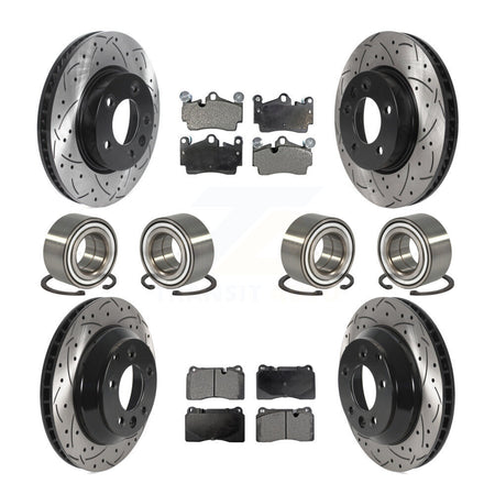 Front Rear Bearings Coated Disc Brake Rotors And Pads Kit (10Pc) For Volkswagen Touareg KBB-128312