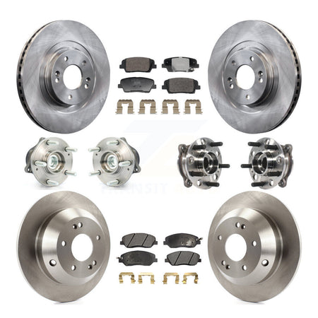 Front Rear Hub Bearing Brake Rotor & Pad Kit (10Pc) For Hyundai Santa Fe XL FWD with 3.3L KBB-128326