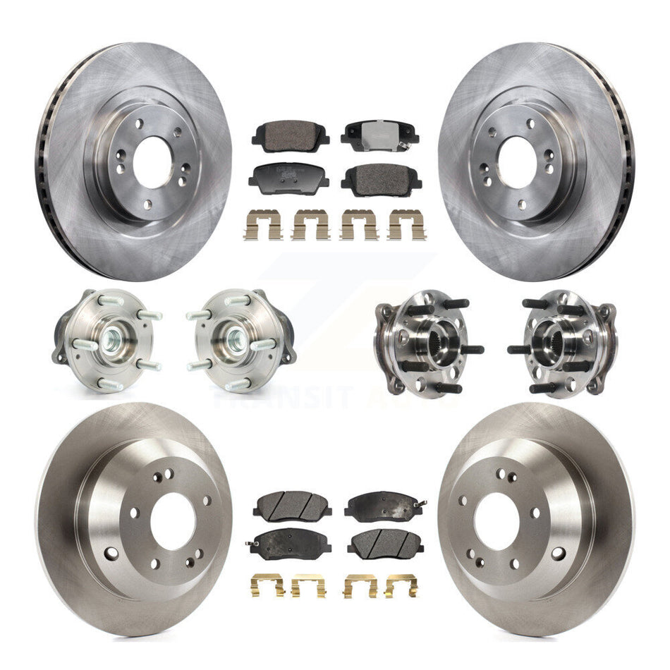 Front Rear Hub Bearing Brake Rotor & Pad Kit (10Pc) For Hyundai Santa Fe XL FWD with 3.3L KBB-128326