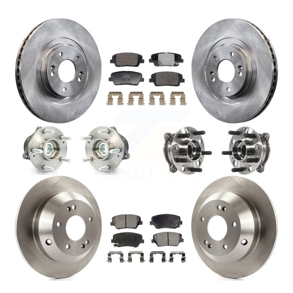 Front Rear Hub Bearings Disc Brake Rotors And Pads Kit (10Pc) For Hyundai Santa Fe Sport KBB-128328