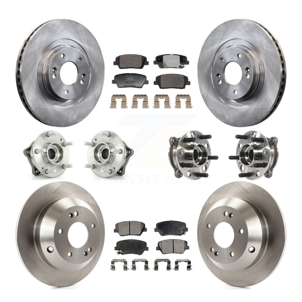 Front Rear Hub Bearings Disc Brake Rotors And Pads Kit (10Pc) For Hyundai Santa Fe Sport KBB-128329