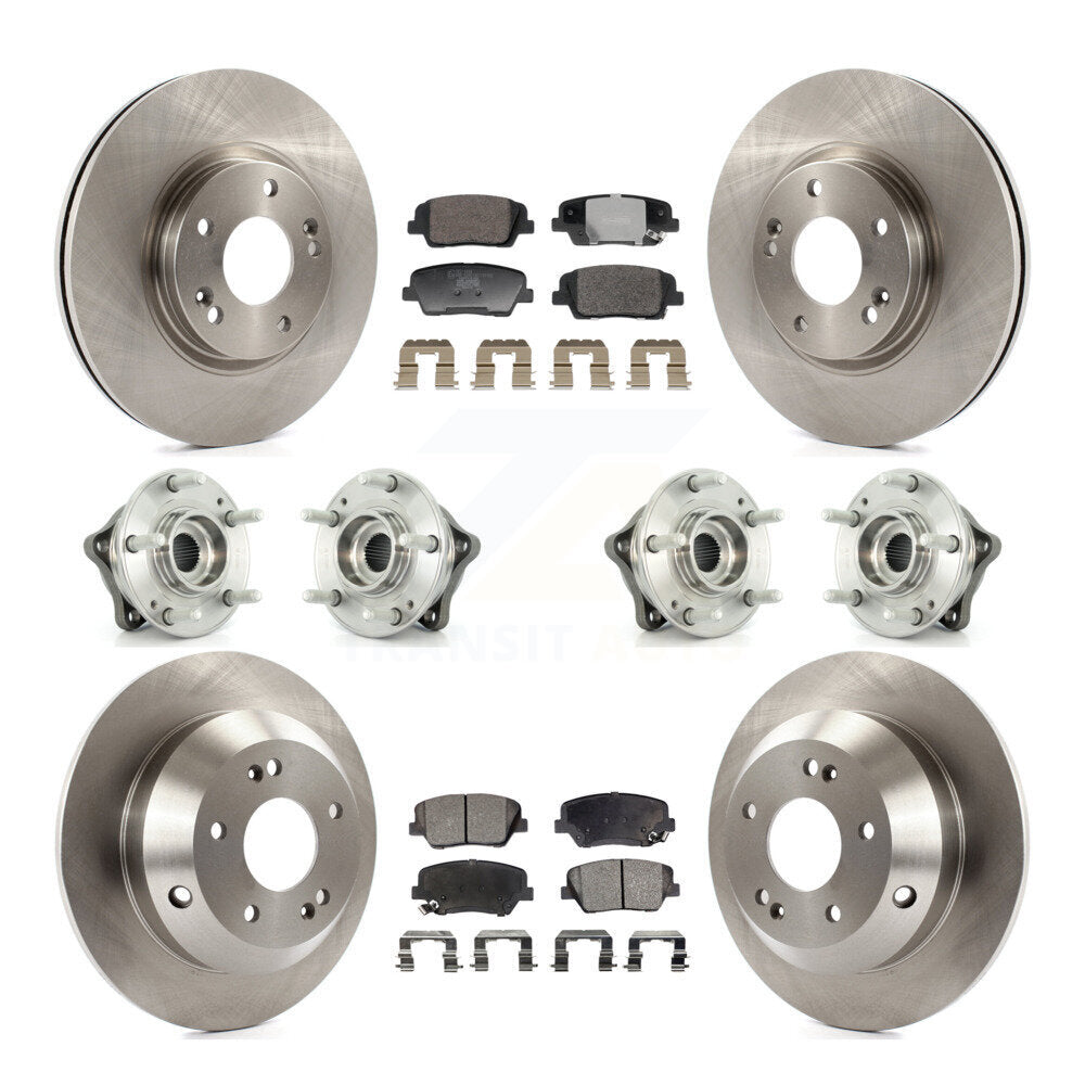 Front Rear Hub Bearing Brake Rotor & Pads Kit (10Pc) For Hyundai Santa Fe Kia Sorento AWD KBB-128352