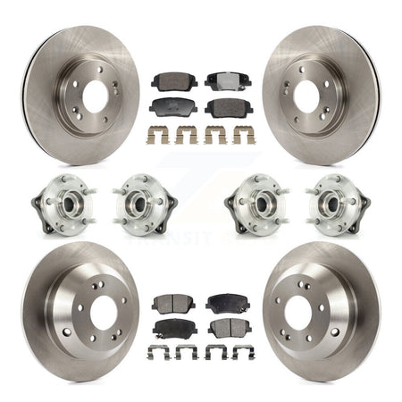 Front Rear Hub Bearing Brake Rotor & Pads Kit (10Pc) For Hyundai Santa Fe Kia Sorento AWD KBB-128352