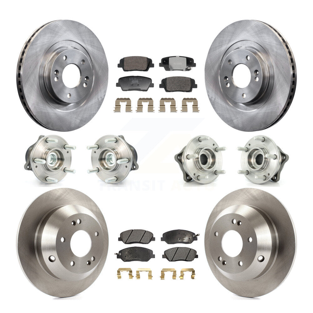 Front Rear Hub Bearing Brake Rotor & Pad Kit (10Pc) For Hyundai Santa Fe XL FWD with 3.3L KBB-128353