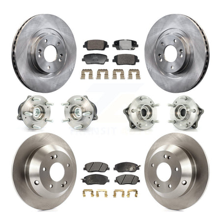 Front Rear Hub Bearing Brake Rotor & Pad Kit (10Pc) For Hyundai Santa Fe XL FWD with 3.3L KBB-128353