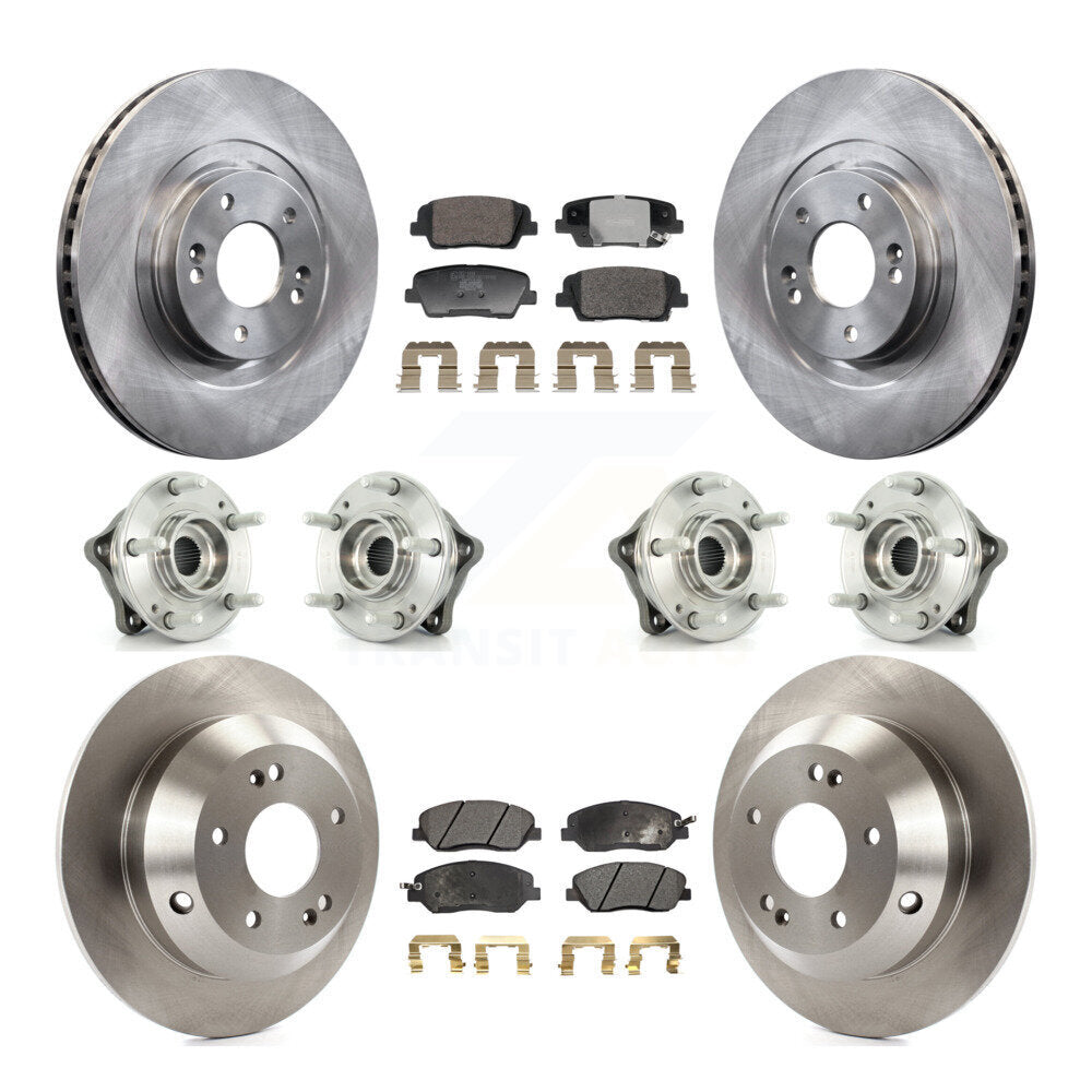 Front Rear Hub Bearing Brake Rotor & Pad Kit (10Pc) For Hyundai Santa Fe XL AWD with 3.3L KBB-128354