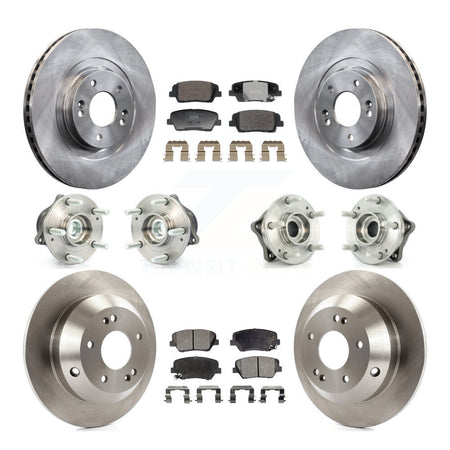 Front Rear Hub Bearing Brake Rotor Pads Kit (10Pc) For Hyundai Santa Fe Sport Kia Sorento KBB-128355