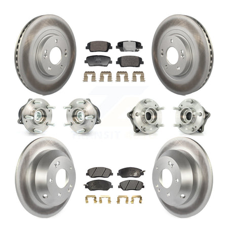 Front Rear Hub Bearing Coated Disc Brake Rotor And Pad Kit (10Pc) For Hyundai Santa Fe XL KBB-128376