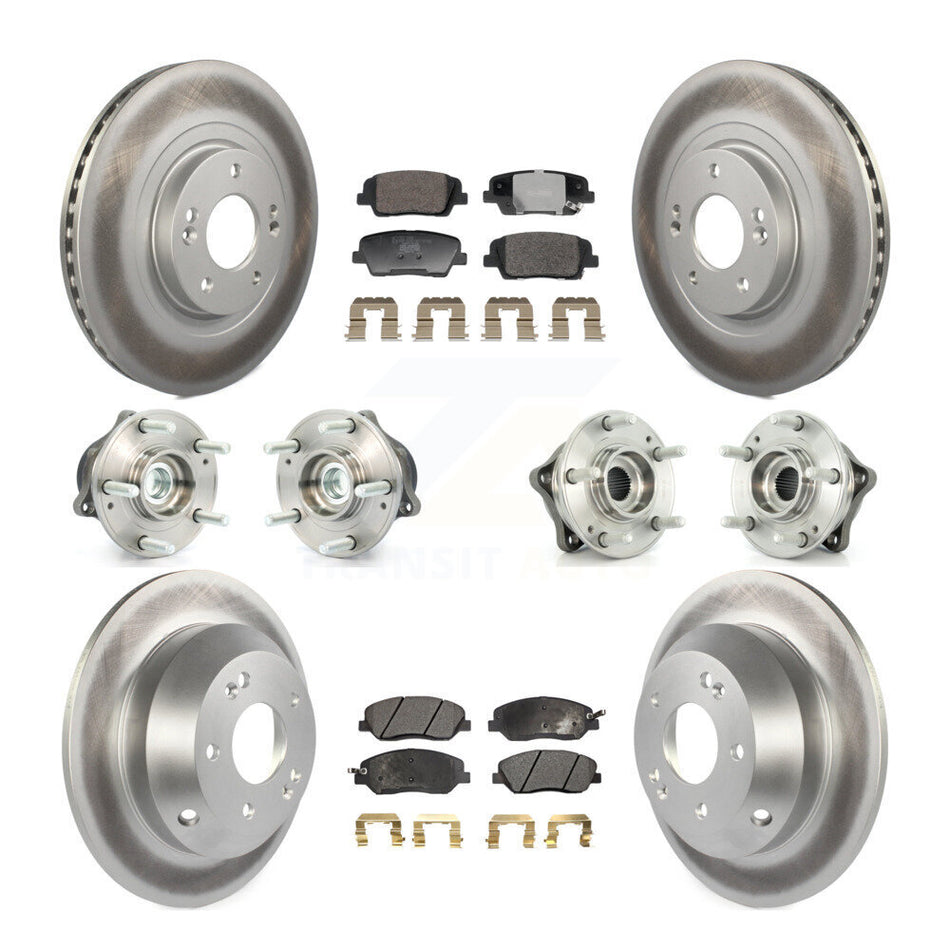 Front Rear Hub Bearing Coated Disc Brake Rotor And Pad Kit (10Pc) For Hyundai Santa Fe XL KBB-128376