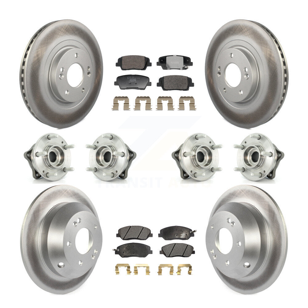 Front Rear Hub Bearing Coated Disc Brake Rotor And Pad Kit (10Pc) For Hyundai Santa Fe XL KBB-128377