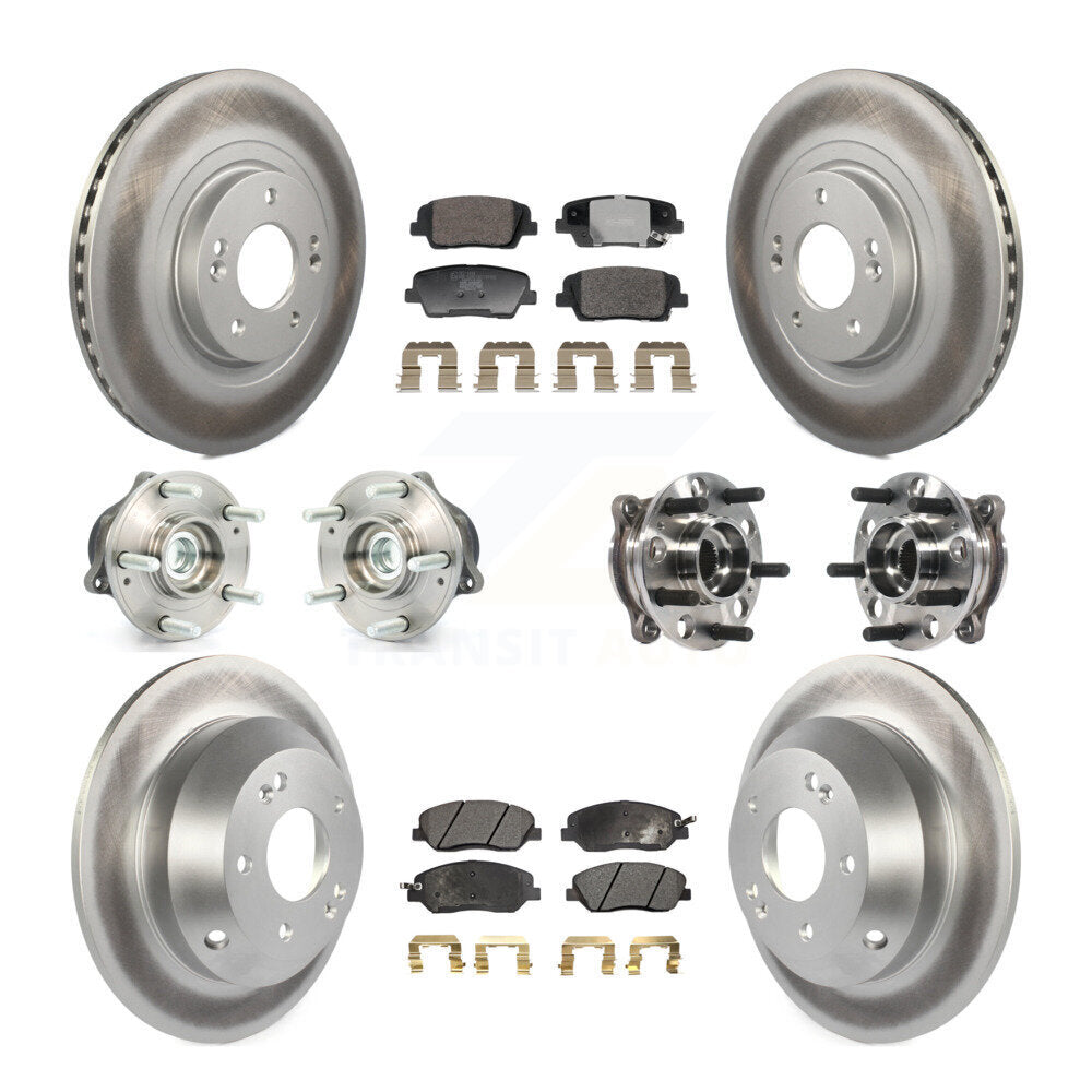 Front Rear Hub Bearing Coated Disc Brake Rotor And Pad Kit (10Pc) For Hyundai Santa Fe XL KBB-128378