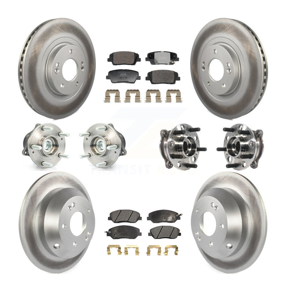 Front Rear Hub Bearing Coated Disc Brake Rotor And Pad Kit (10Pc) For Hyundai Santa Fe XL KBB-128378