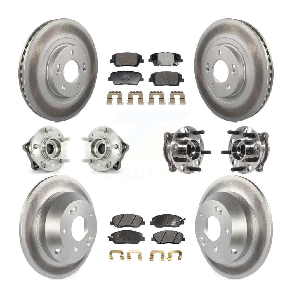 Front Rear Hub Bearing Coated Disc Brake Rotor And Pad Kit (10Pc) For Hyundai Santa Fe XL KBB-128379