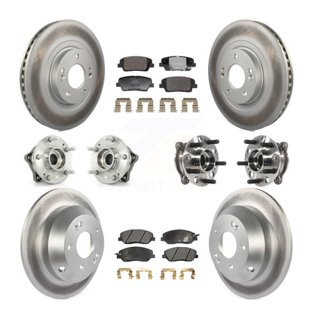 Front Rear Hub Bearing Coated Disc Brake Rotor And Pad Kit (10Pc) For Hyundai Santa Fe XL KBB-128379
