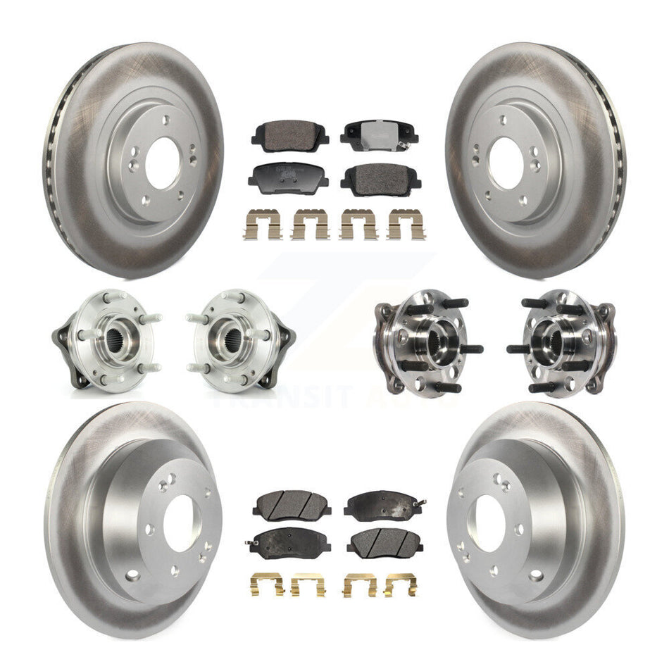 Front Rear Hub Bearing Coated Disc Brake Rotor And Pad Kit (10Pc) For Hyundai Santa Fe XL KBB-128379