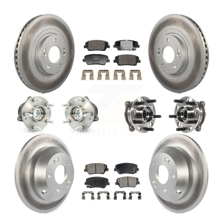 Front Rear Hub Bearing Coated Disc Brake Rotor Pads Kit (10Pc) For Hyundai Santa Fe Sport KBB-128382