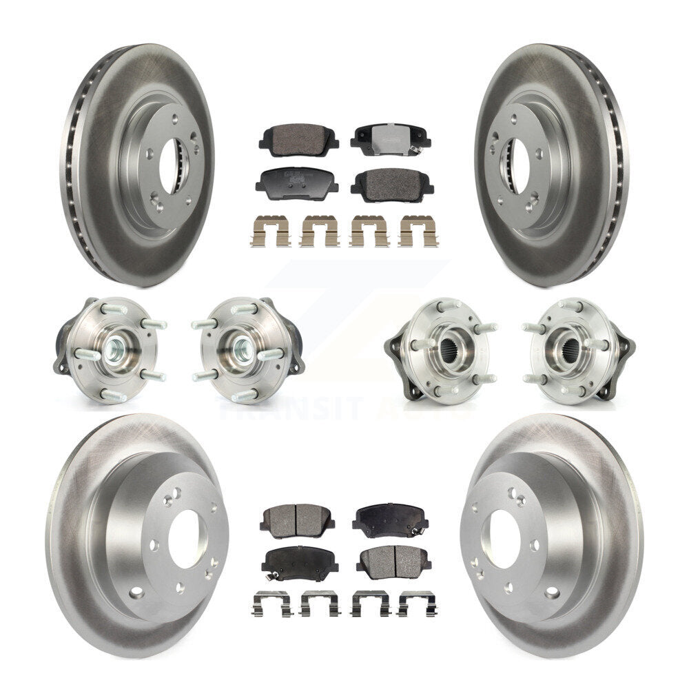 Front Rear Hub Bearing Coated Brake Rotor Pad Kit (10Pc) For Hyundai Santa Fe Kia Sorento KBB-128384