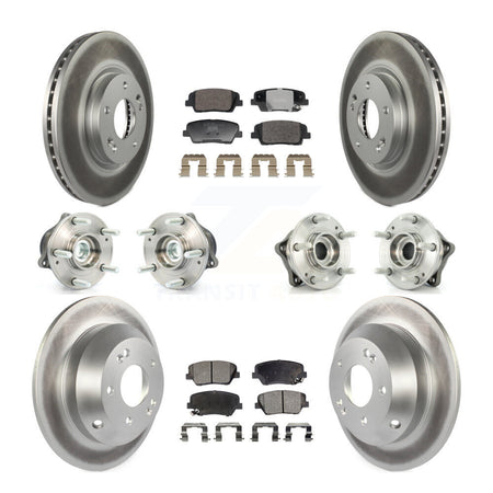 Front Rear Hub Bearing Coated Brake Rotor Pad Kit (10Pc) For Hyundai Santa Fe Kia Sorento KBB-128384