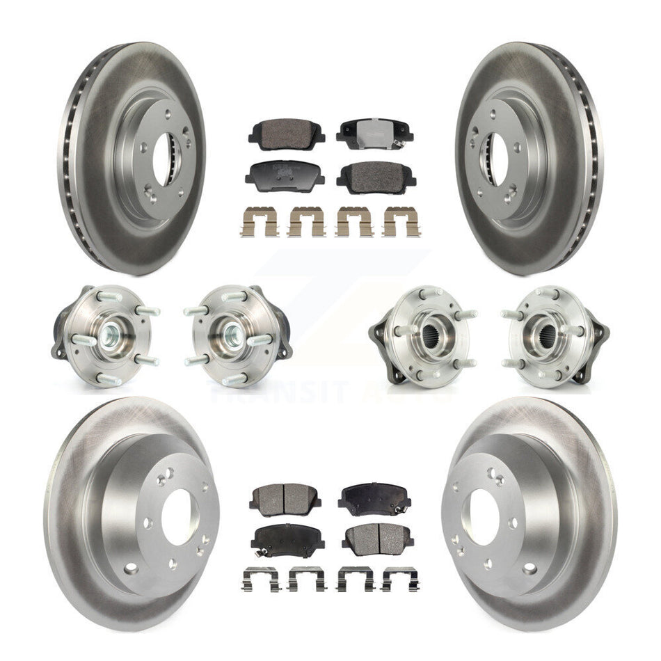 Front Rear Hub Bearing Coated Brake Rotor Pad Kit (10Pc) For Hyundai Santa Fe Kia Sorento KBB-128384