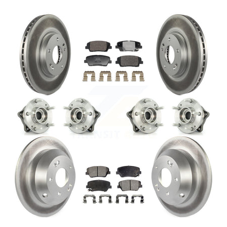 Front Rear Hub Bearing Coated Brake Rotor Pad Kit (10Pc) For Hyundai Santa Fe Kia Sorento KBB-128385