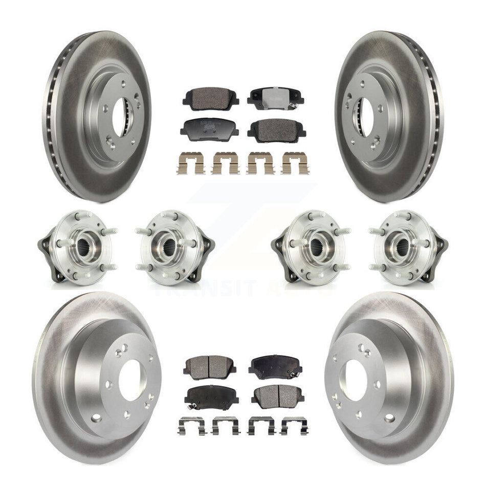 Front Rear Hub Bearing Coated Brake Rotor Pad Kit (10Pc) For Hyundai Santa Fe Kia Sorento KBB-128385