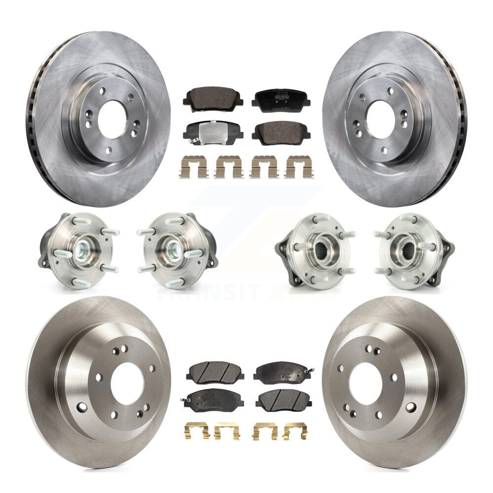 Front Rear Hub Bearing Brake Rotor & Pad Kit (10Pc) For Hyundai Santa Fe XL FWD with 3.3L KBB-128419