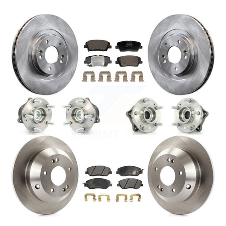 Front Rear Hub Bearing Brake Rotor & Pad Kit (10Pc) For Hyundai Santa Fe XL FWD with 3.3L KBB-128419