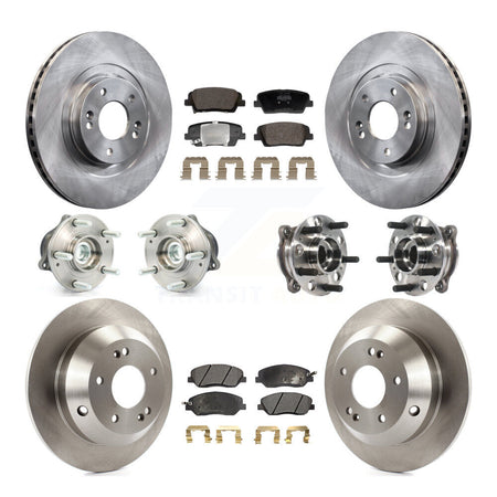 Front Rear Hub Bearing Brake Rotor & Pad Kit (10Pc) For Hyundai Santa Fe XL FWD with 3.3L KBB-128421