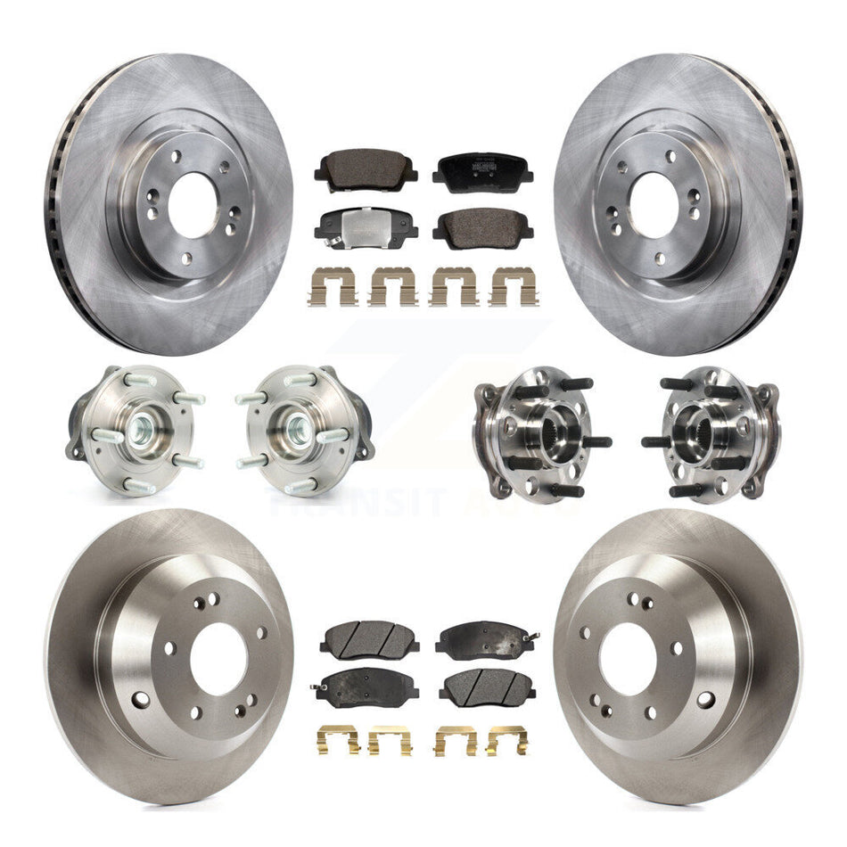 Front Rear Hub Bearing Brake Rotor & Pad Kit (10Pc) For Hyundai Santa Fe XL FWD with 3.3L KBB-128421