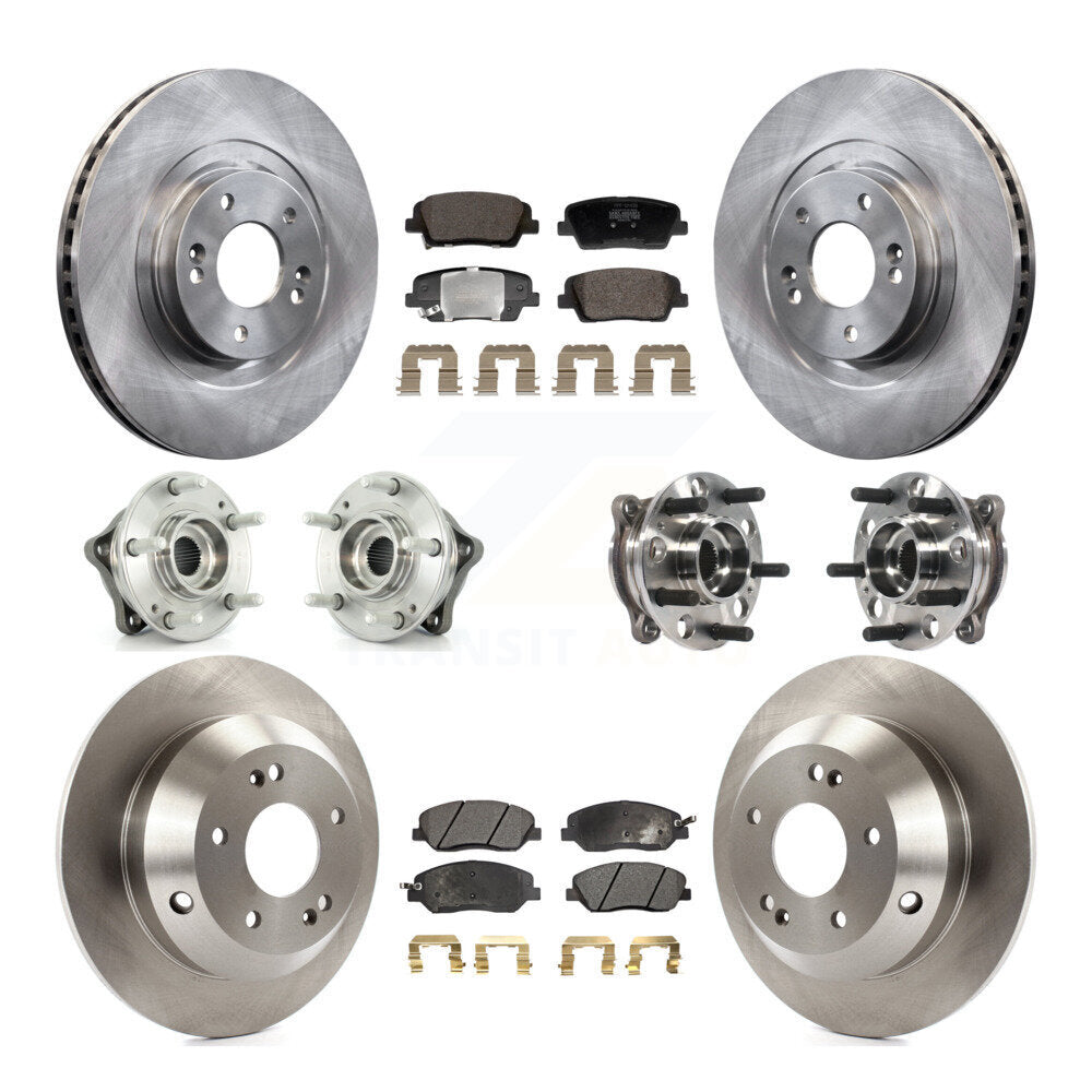 Front Rear Hub Bearing Brake Rotor & Pad Kit (10Pc) For Hyundai Santa Fe XL AWD with 3.3L KBB-128422