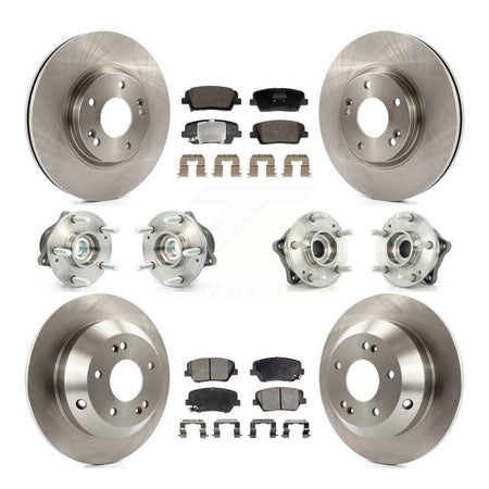 Front Rear Hub Bearing Brake Rotor & Pads Kit (10Pc) For Hyundai Santa Fe Kia Sorento FWD KBB-128423