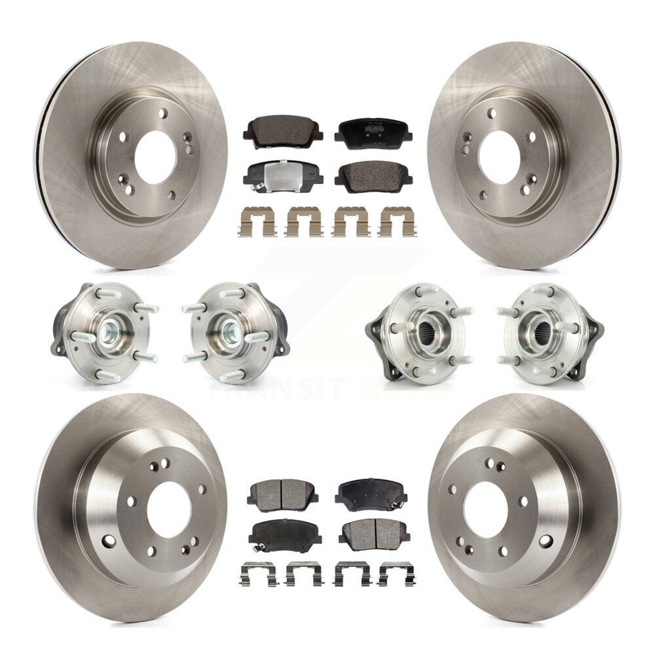 Front Rear Hub Bearing Brake Rotor & Pads Kit (10Pc) For Hyundai Santa Fe Kia Sorento FWD KBB-128423